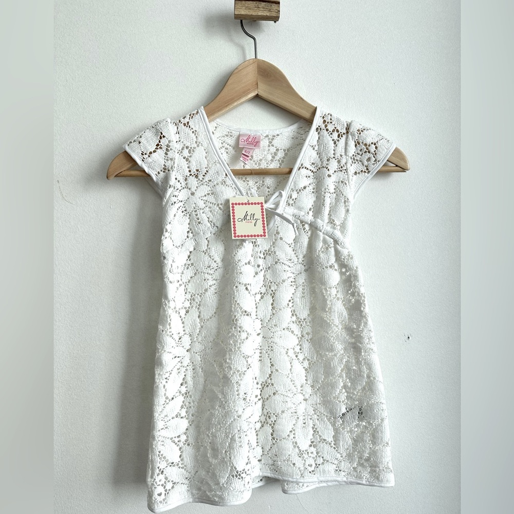 Milly Minis Girls white Embroidered swimsuit cover up dress